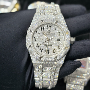Reloj Mecánico Automático de Acero Inoxidable con Incrustaciones de Diamantes Moissanite Hechas a Mano, Reloj de Alta Gama Personalizado para Hombre - Product Image 1