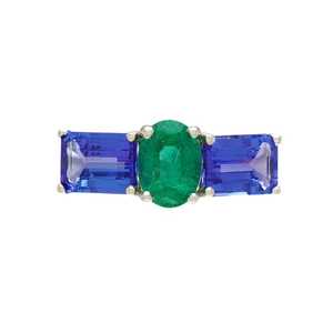 Anillo de Compromiso de Plata de Ley con Tanzanita Esmeralda, Sin Níquel, Lujoso, con Dos Piedras, Elegante, Opción Nupcial para Propuesta de Matrimonio - Product Image 3