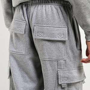 กางเกงคาร์โก้ขนแกะเฮฟวี่เวทของผู้ชายกางเกงทรงหลวมแนวสปอร์ตแฟชั่นแบบลำลองมีหลายกระเป๋าสำหรับนักวิ่ง - Product Image 5