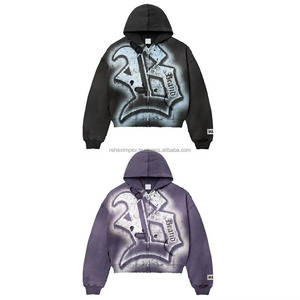 Personalizable Vintage Boxy Terry Hoodie 100% algodón Streetwear esencial para el invierno bordado liso teñido con impresión digital - Product Image 2