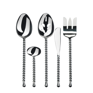 Juego de cubiertos de acero inoxidable con espejo de diseño único, cuchillo occidental, tenedor y cuchara, juego de cubiertos de plata resistente - Product Image 3