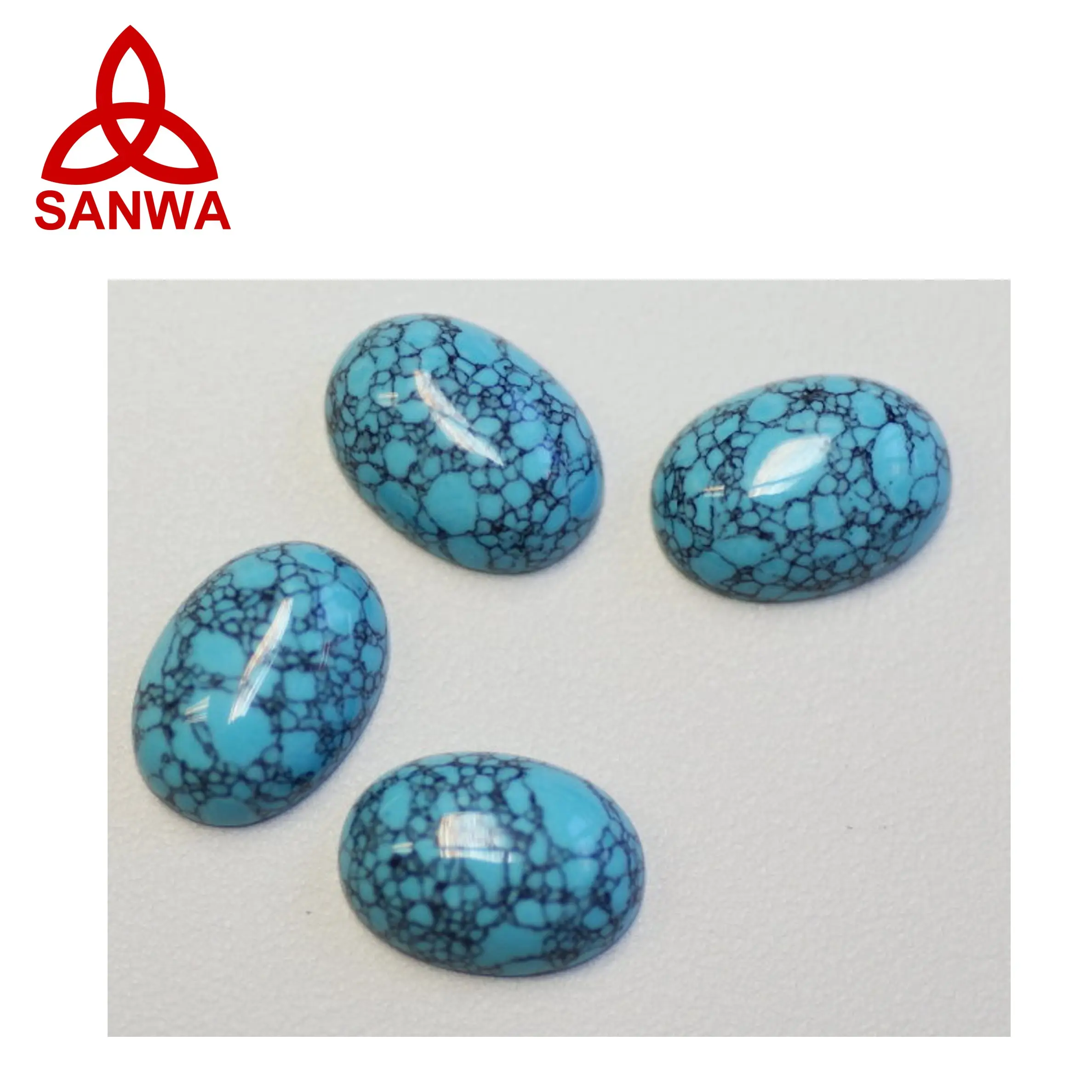 สีฟ้าสังเคราะห์เทอร์ควอยซ์กับเมทริกซ์ Cabochon สำหรับการทำเครื่องประดับ