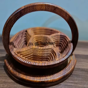 Panier à fruits secs en bois moderne de luxe, écologique, fait à la main, multifonctionnel, pour servir des collations, pour des cadeaux de fête, Tradebyd - Product Image 1