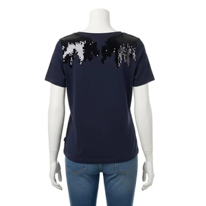 T-shirt en jersey écologique à col rond avec décoration pailletée Mélange de coton doux extensible Respirant Vêtements décontractés Vêtements de mode - Product Image 4