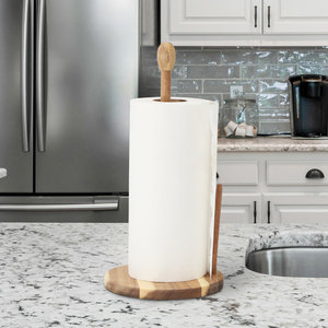 Portarrollos de papel de madera para cocina, portarrollos de papel higiénico independiente con una mano, diseño duradero y funcional - Product Image 1