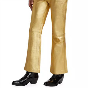 Pantalon en cuir coupe botte élégant pour femmes en cuir véritable de haute qualité, ajustement parfait pour une tenue décontractée et formelle - Product Image 3