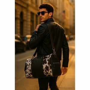 Sac de voyage en cuir de vachette artisanal, décontracté, pour le week-end, pliable, avec doublure en cuir, pour une utilisation en extérieur - Product Image 1