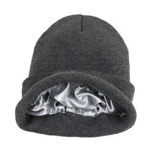 2025 Chaud En Gros Blanc Bonnet En Tricot Logo Personnalisé Tricoté Doublure En Satin Chapeaux D'hiver pour Hommes - Product Image 4