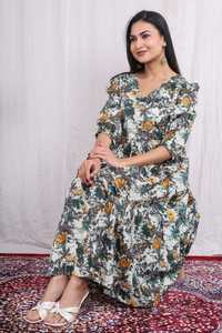 Robe évasée élégante pour femmes manches courtes imprimé été église carrière bureau Occasions formelles élégant bureau dames une poche - Product Image 2