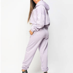 Streetwear Offre Spéciale Ensemble de sweats à capuche courts pour femmes Fabriqué en matériau de haute qualité Ensemble de sweats à capuche courts pour femmes - Product Image 4