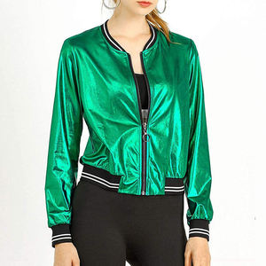 Veste en satin vert métallisé pour femmes 2026 Vestes 2025 Vestes Vestes personnalisées Vestes d'école Vestes de soirée Nouvelle tendance de la mode Nouveau - Product Image 1