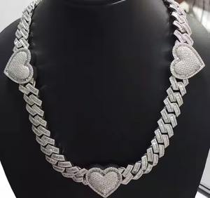 Venta al por mayor 20MM Baguette 5A Cubic Diamond White Gold Plated Brass Link Chain Necklace Trendy Hip Hop para hombres para regalos de bodas - Product Image 1