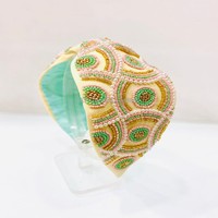 Nouvelle collection de turbans à thème traditionnel, broderie à la main, crêpe pur, forme de feuille nouée, bandeaux indiens personnalisés avec perles