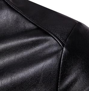 Meilleure qualité Arrivée de veste en cuir Grande taille Moto Logo personnalisé Fermeture Éclair Vestes en cuir teint en noir Col montant - Product Image 4