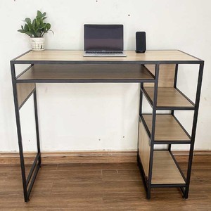 Wooden/Metal Standing <b>Desk</b> with Integrated <b>Shelves</b> for Home Office (STD68040) - Product Image 3