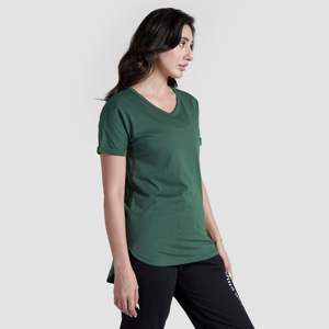 เสื้อยืดแขนยาวผู้หญิง Modfit สีเขียวเข้ม ไซส์ XS ผ้าเจอร์ซีย์สแปนเด็กซ์ ระบายอากาศได้ดี ทรงเข้ารูปและเซ็กซี่ พร้อมโลโก้ตกแต่งแบบเจาะรู - Product Image 3