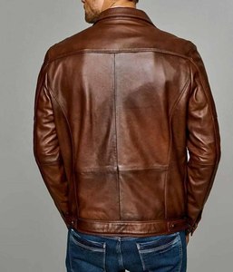 Veste en cuir personnalisée de haute qualité avec col montant et peau de vache pour hommes - Product Image 3