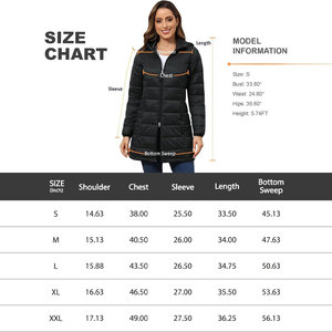 Veste longue bouffante pour femmes légères de haute qualité pour l'hiver col montant avec capuche coupe-vent et tissu douillet rempli de duvet - Product Image 6