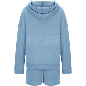 2025 último diseño patrón sólido Sudadera con capucha para mujer conjuntos cortos ropa informal de buena calidad para Primavera/Verano cuello con capucha - Product Image 3