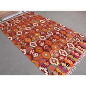 Alfombra Vintage de 4.7x8.1 pies, Alfombra Turca de Lana con Diseño Floral Rojo - Product Image 1