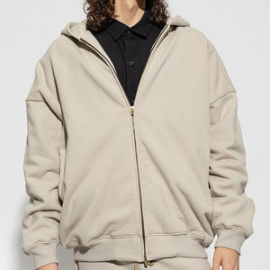 Sweat à capuche en molleton de coton surdimensionné à épaules tombantes, motif uni personnalisable, col montant brodé, tissu en gros, sweat à capuche lavé - Product Image 1