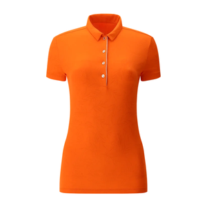 Camisetas de polo de golf para mujer con logotipo personalizado ropa de punto de algodón transpirable con patrón sólido manga corta para ropa informal de golf - Product Image 4