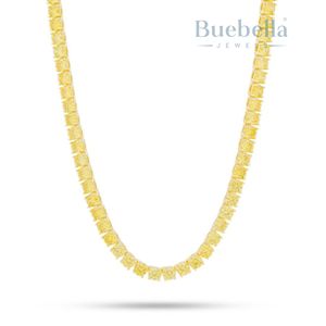 Collar de cadena de tenis amarillo de diamante de moissanita de 5mm chapado en oro de 14 quilates de plata 925 para hombre, producto de gran oferta - Product Image 1