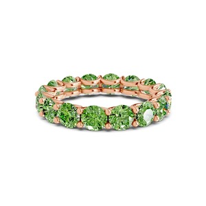 Bague Éternité Ronde Vert Océan Vif, Diamant de Laboratoire 1.00 Ct Tw, Or Massif 14K, Couleur Vert Océan, Pureté VS, Teinte Sereine, Sertissage en Rangée - Product Image 3