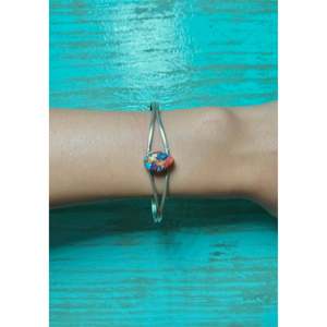 Navajo Handmade Mohave Turquoise & Sterling <b>Silver</b> Fashion <b>Cuff</b> <b>Bracelet</b> - Product Image 5