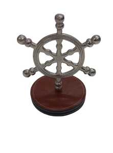 Artisanat argent roue de bateau avec Base bureau maison Table bureau articles décoratifs métal nautique bateau roue objet Souvenir cadeaux - Product Image 4
