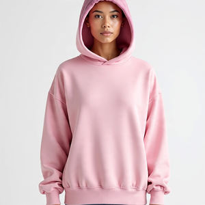 Oversize High Quality Winter Printed Front Pullover Hoodie <b>Women</b> Polyester Fleece Drop Shoulder Loose Fit - Product Image 4