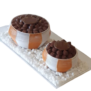 Great Quality <b>White</b> & Orange Metal Bowl With Handle Attractive Home Decorative <b>Chocolate</b> Server Bowl For Weddings Usage - Product Image 1