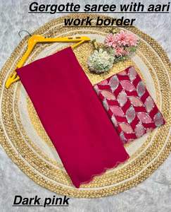 Nouveau créateur de lancement Georgette lisse avec broderie et sari de travail de séquence pour les femmes - Product Image 2