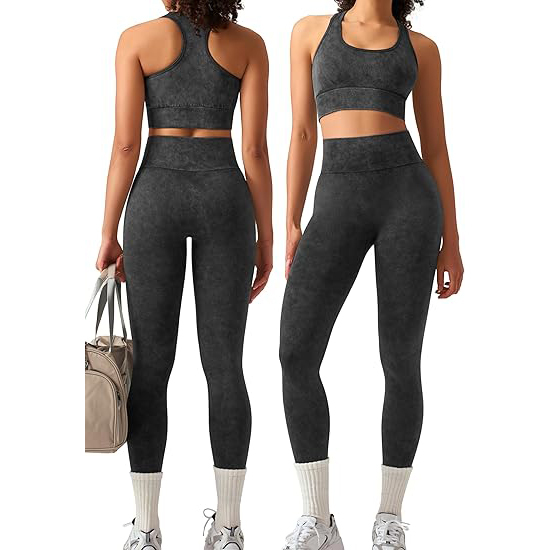 Women's Lightweight Reversible Yoga Sets 2-Piece Breathable Four-Way Stretch Eco-Friendly Spandex/Nylon Quick Dry High Waist Top