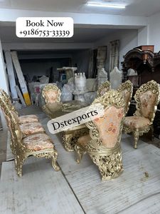 Elegante Juego de Comedor Tradicional de 9 Piezas de Madera de Teca Dorada Real, Mueble Vitrina, Pulido Brillante de Alto Brillo, Duradero y Lujoso para 8 Personas - Product Image 6