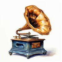 Brushstroke Bliss Gramophone Ancien Indien Moderne Artisanal en Laiton, Boîte Carrée en Bois Écologique Rotative, Souvenir