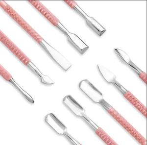 Juego profesional de 4 piezas de alta calidad de cuchara para decoración de uñas de doble punta, empujadores de cutículas de acero inoxidable, instrumento para el cuidado de la vida - Product Image 3