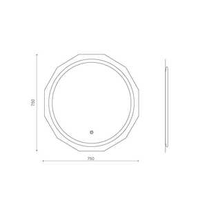 กระจกห้องน้ำทรงกลม ดีไซน์อิตาลี ขอบเหลี่ยม 75 ซม. - Product Image 6