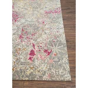 Alfombra de Lana y Seda de Bambú Anudada a Mano en Rosa y Morado de Kavi, Diseño Abstracto Teoría del Caos, para Sala de Estar o Pasillo, Tamaño 9x12, Modelo Esk-406 - Product Image 4