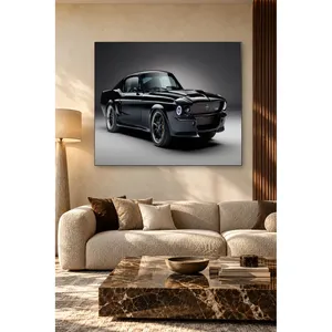 Impression sur toile Mustang classique noir Fida sur fond gris - Product Image 5