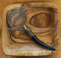 Premium Handheld Wooden Magnifier with Crystal Clear Lens for Jewelry Coins Stamps Reading and Hobby Use