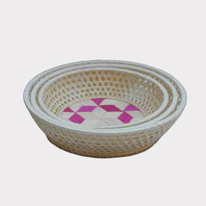 Panier sec en bambou tissé à la main de style vintage écologique Rangement ménager polyvalent pour bébé Blanchisserie Alimentaire Paniers de fruits flexibles - Product Image 2