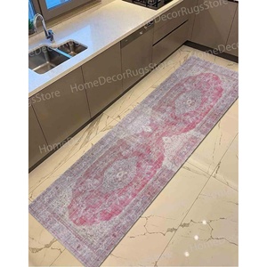 Tapis imprimé à motifs médaillon doux : Décoration de bureau turque bohème, cadeau pour escalier, tapis en chenille - Product Image 5