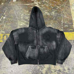 เสื้อฮู้ดซิปแบบโอเวอร์ไซส์ ผ้าคอตตอน 100% หนัก 480gsm ซันเฟดวอช สไตล์วินเทจ สั่งทำพิเศษ พิมพ์โลโก้ตามแบบ - Product Image 1