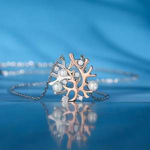 Collier en argent sterling avec perle de culture Jeulia, design récif corallien - Product Image 5