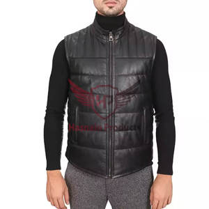 Chaleco de cuero acolchado personalizable de primera calidad para hombre, transpirable, informal, vintage, elegante, OEM, venta al por mayor de fábrica, color personalizado - Product Image 1