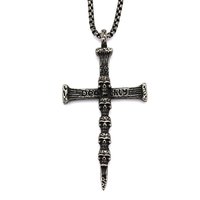 Collier pendentif croix crâne vieilli en acier inoxydable vintage pour hommes, bijoux punk gothiques, vente en gros et approvisionnement en vrac
