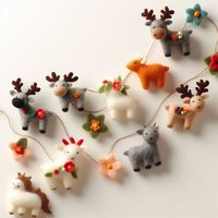 Guirnalda de Animales de Fieltro de Lana de Nueva Zelanda del Himalaya, Hecha a Mano, para Decoración de Habitaciones Infantiles, Festivales y Ambientes Safari