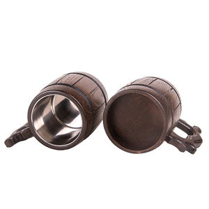 Tasse à bière en bois faite à la main tasse à bière en bois de chêne rouge avec acier inoxydable 304 pour hommes taille personnalisée vaisselle finie en bois antique déco - Product Image 6