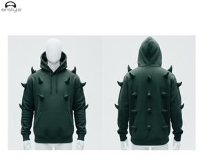 Sudadera con capucha de lana teñida lisa de invierno hecha a medida con diseño Streetwear moda Unisex desgaste de alta calidad - Product Image 2